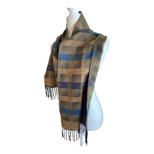 London Fog Womens Cashmink Acrylic Winter Scarf 70s/80s Style Brown Geometric
